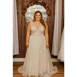 Sequin Sparkle Wedding Dress | Size 18 Bridal | Sample Gown - Sold As Is